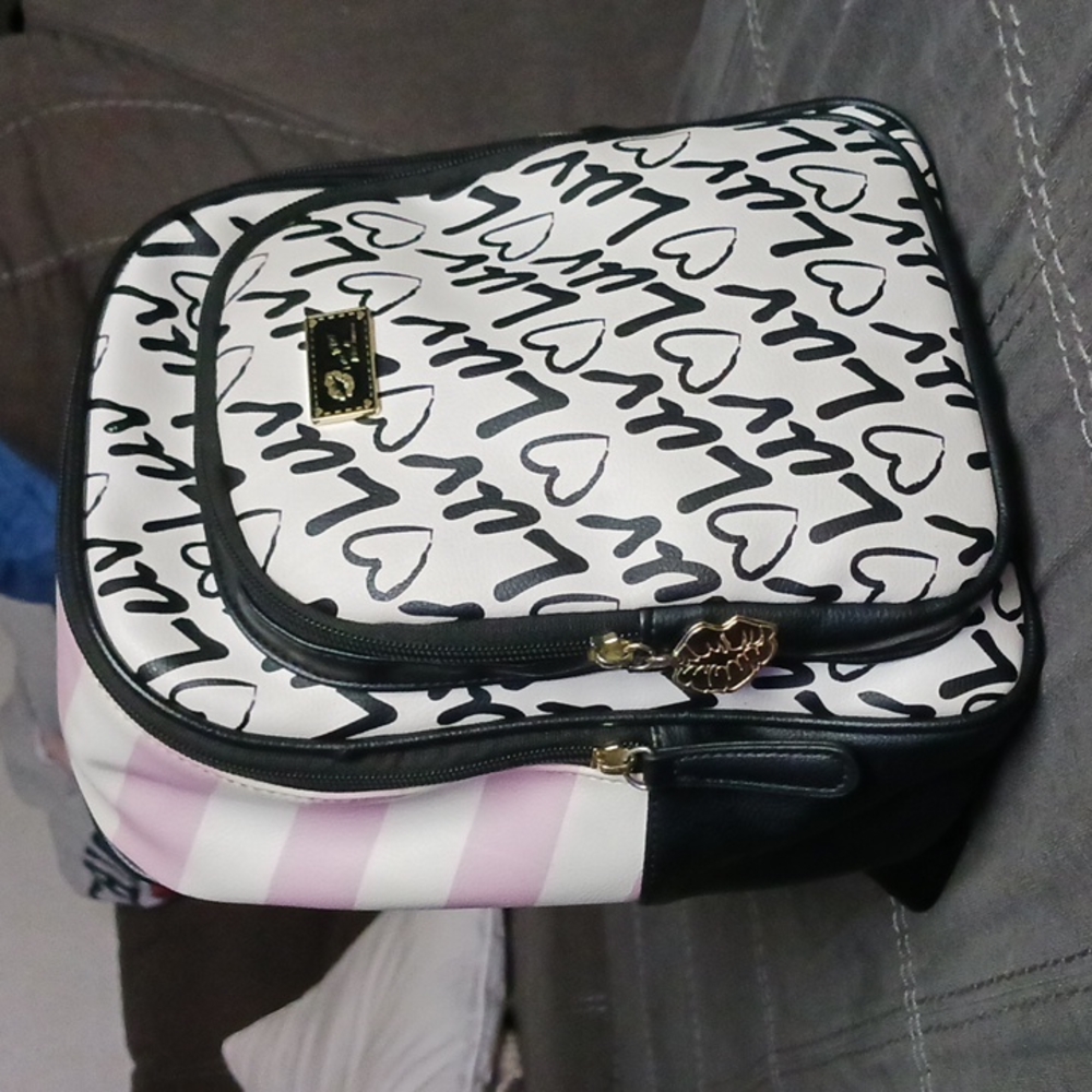 Betsey Johnson Mini Backpack Pink and White Stripe